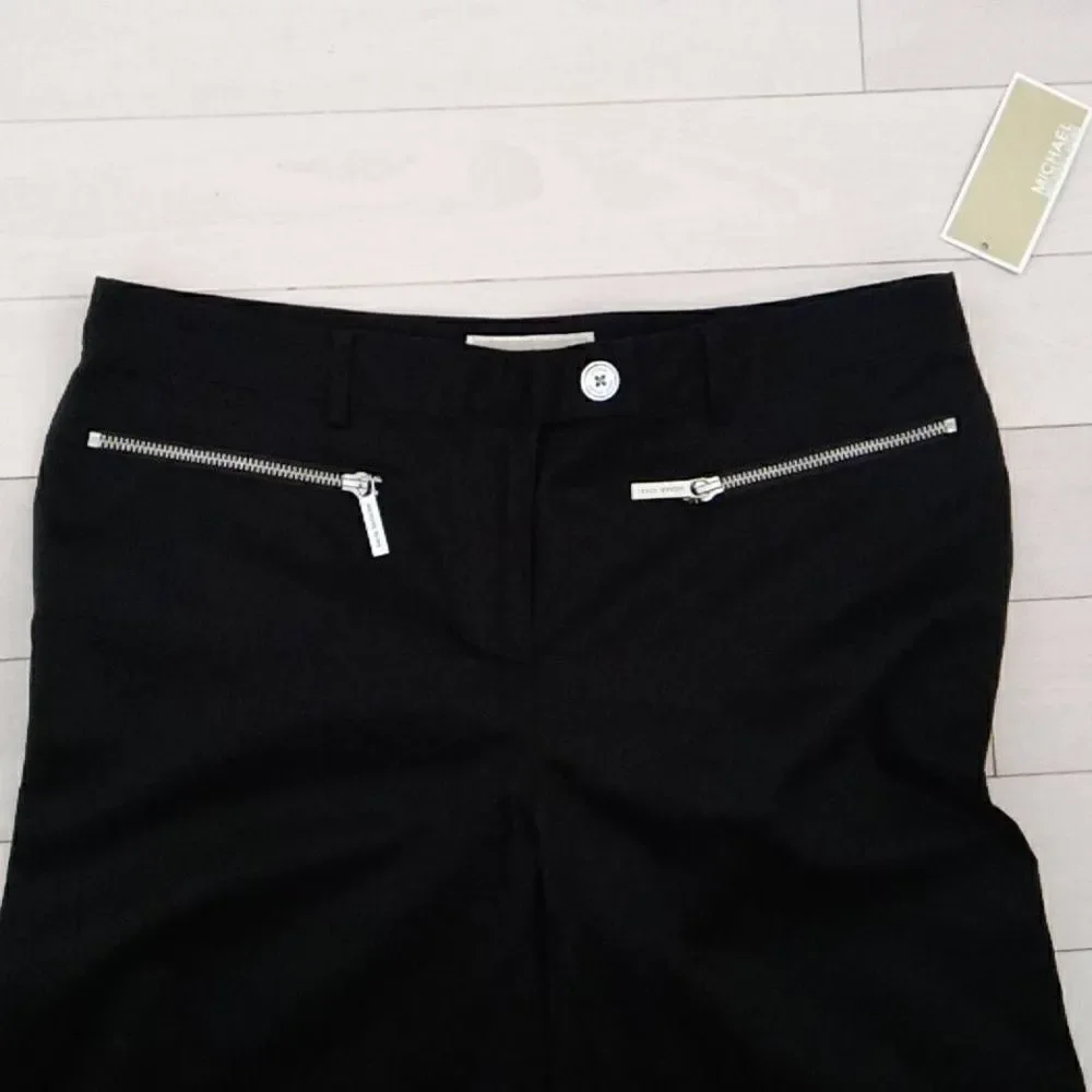 Michael Kors Women's Zippered Front Cropped Pants Black Size 6